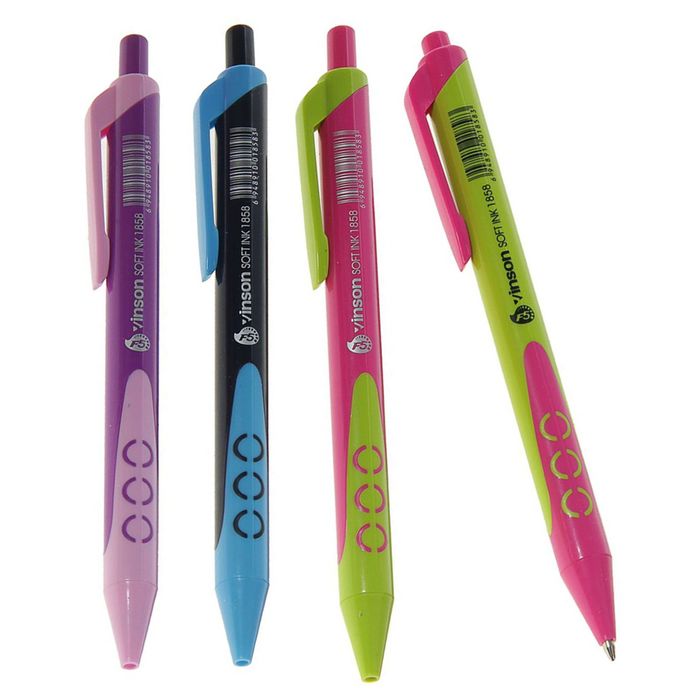 Ручка шариковая автоматическая с резиновым держателем МИКС "Стиль" стержень синий