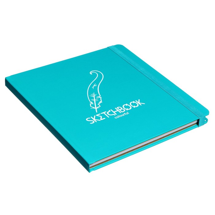 

Скетчбук (200 х 200 мм) 72 листа "Colorful Ocean", твёрдая обложка, на резинке, soft touch, тонированный блок 120 г/м2, крафт блок 78 г/м2