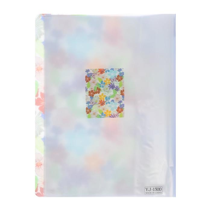 Папка формат А4 с 30 прозрачными файлами пластик МИКС Цветы