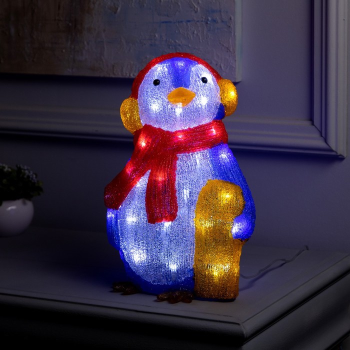 Светодиодная фигура «Пингвин» 23 × 31 × 16 см, акрил, 50 LED, 220 В, свечение белое светодиодная фигура мишка на доске 25 × 35 × 19 см акрил 50 led 220 в свечение белое