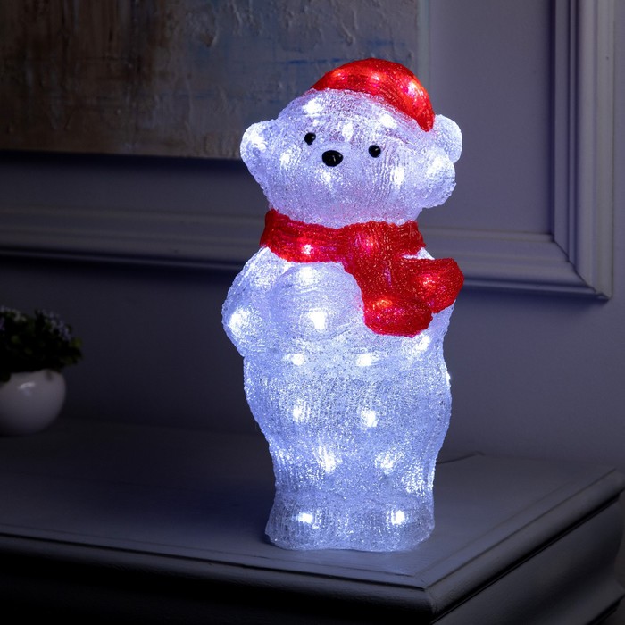 Светодиодная фигура «Медвежонок» 19 × 36 × 18 см, акрил, 50 LED, 220 В, свечение белое светодиодная фигура мишка на доске 25 × 35 × 19 см акрил 50 led 220 в свечение белое