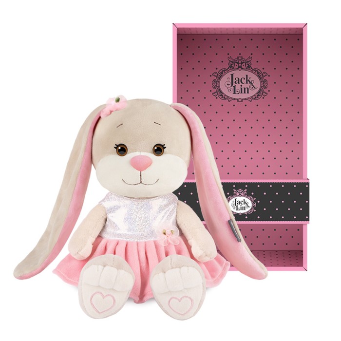 фото Мягкая игрушка «зайка лин в серебристо-розовом платье», 20 см jack&lin
