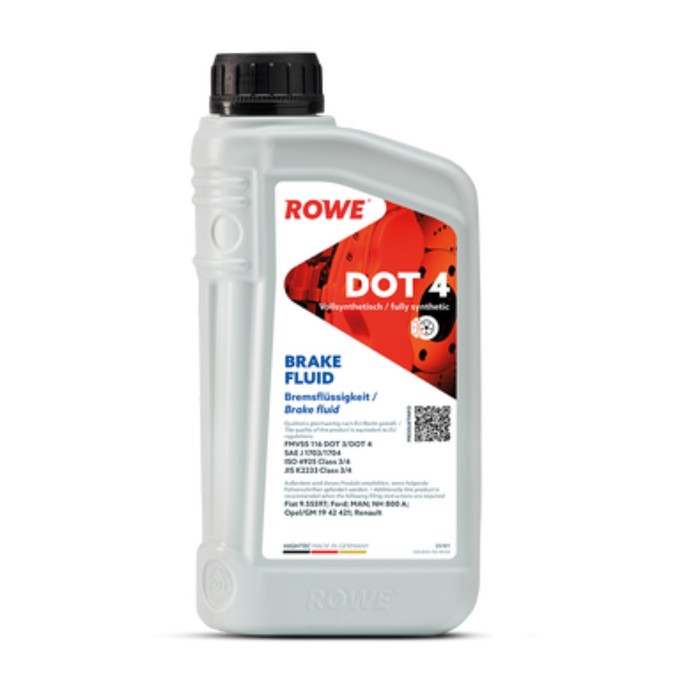 Жидкость тормозная Rowe Brake Fluid DOT 4, 1 л тормозная жидкость tcl dot 5 1 0 355 л