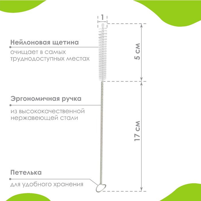 

Набор щеточек для мытья трубочек, набор из 2 штук