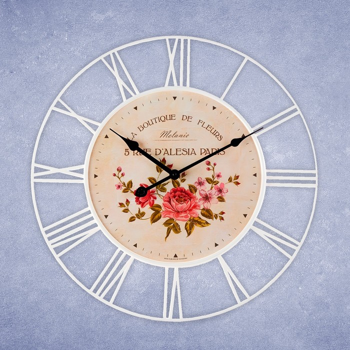 Часы настенные, серия: Интерьер, Розы, плавный ход, d-45 см