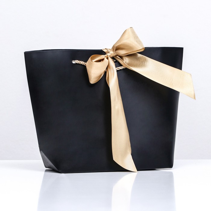 Пакет подарочный с лентой 19 х 20 х 9 см Черный пакет подарочный с любовью 19 х 20 х 9 см