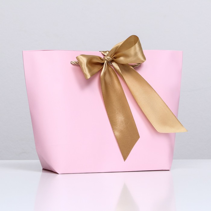 Пакет подарочный с лентой 19 х 20 х 9 см Розовый пакет подарочный с любовью 19 х 20 х 9 см