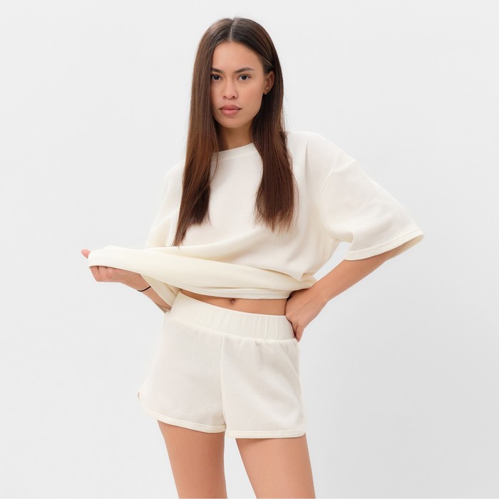 

Комплект женский (футболка, шорты) KAFTAN Basic line, р. 42, молочный