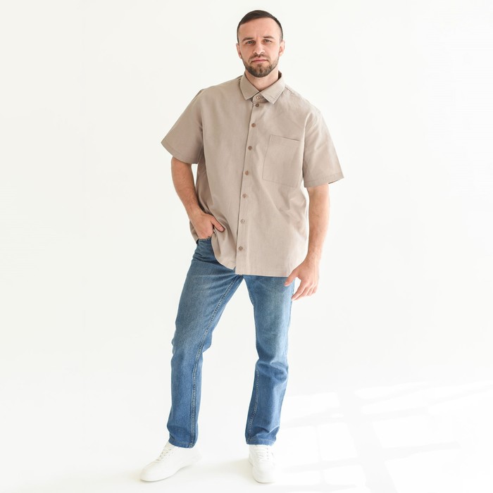 Рубашка мужская, цвет бежевый, размер 54