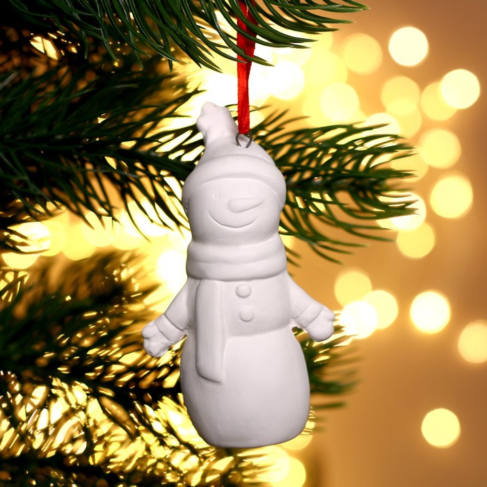 Ёлочное украшение под раскраску «Снеговик» с подвесом, кисть ёлочное украшение под раскраску снеговик с подвесом