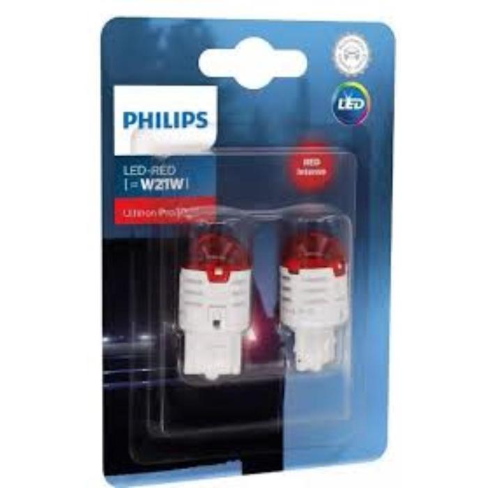 Лампа Philips W21W 12 В, LED 1,75W (W3x16d) RED Ultinon Pro3000LED, 2 шт, 11065U30RB2 лампа светодиодная philips 12 в w21w 2 1 вт red x tremeultinon набор 2 шт