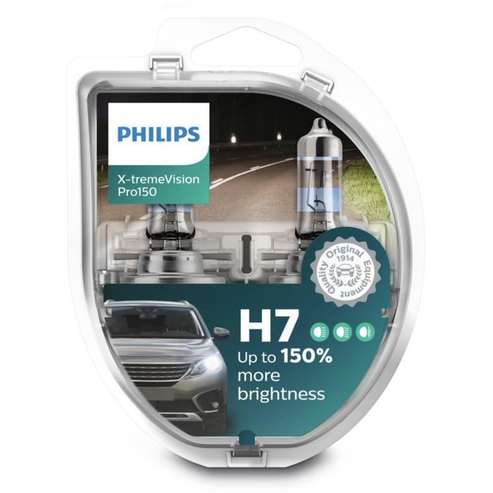 

Лампа Philips H7 12 В, 55W (PX26d) (+150% света) X-treme Vision Pro150, 2 шт, 12972XVPS2