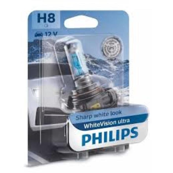Лампа Philips H8 12 В, 35W (PGJ19-1) (+60%) WhiteVision ultra , блистер 1 шт, 12360WVUB1 лампа philips h3 12 в 55w pk22s 60% вид whitevision ultra блистер 1 шт 12336wvub1 685936