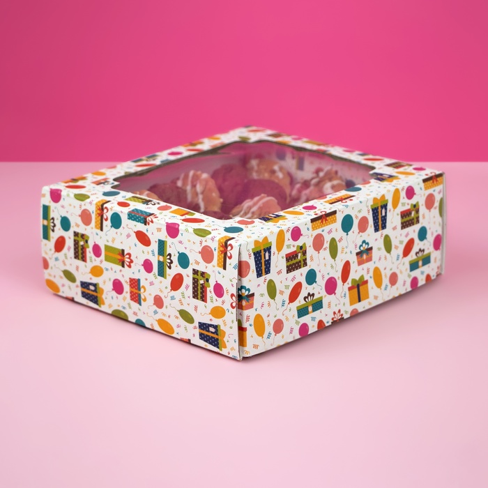 Коробка самосборная, крышка-дно, с окном,Яркий подарок 14,5 х 14,5 х 6 см коробка самосборная крышка дно с окном безмятежность 14 5 х 14 5 х 6 см