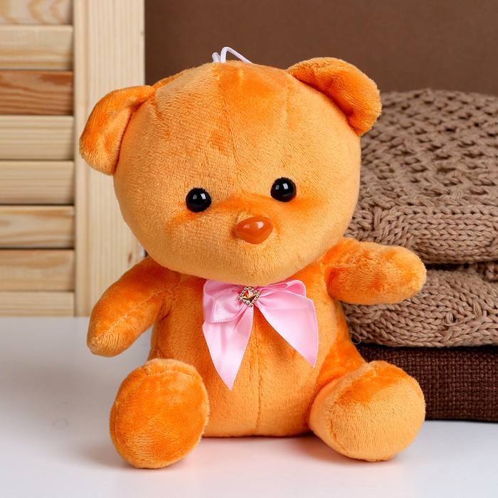 Мягкая игрушка Мишка с бантиком, 20 см, цвет коричневый мягкая игрушка собака коричневый с бантиком 25см милый антистресс