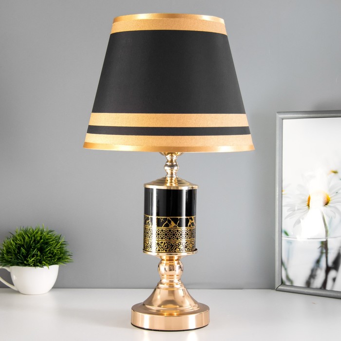 Настольная лампа Леола Е27 40Вт черно-золотой 24х24х45 см RISALUX