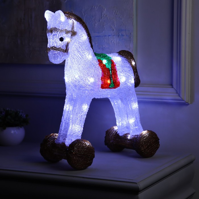 Светодиодная фигура «Лошадка» 40 × 32 × 16 см, акрил, 40 LED, 220 В, свечение белое светодиодная фигура олень величавый 40 × 60 × 20 см акрил 72 led 220 в свечение белое
