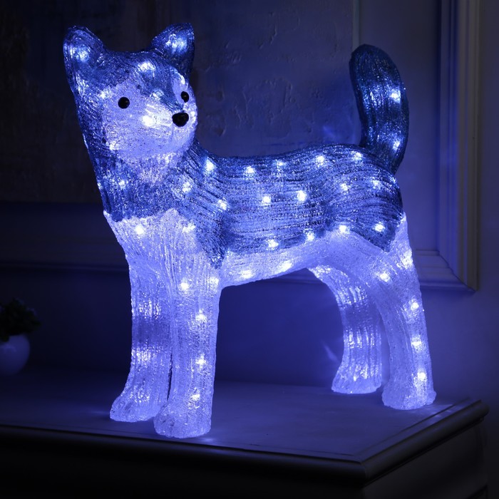 Светодиодная фигура «Волк» 50 × 47 × 21 см, акрил, 88 LED, 220 В, свечение белое светодиодная фигура мишка на доске 25 × 35 × 19 см акрил 50 led 220 в свечение белое