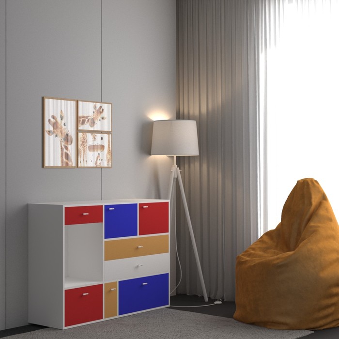 

Комод «Атлант 2», 1220×431×890 мм, ЛДСП, цвет белый / фасады цветные