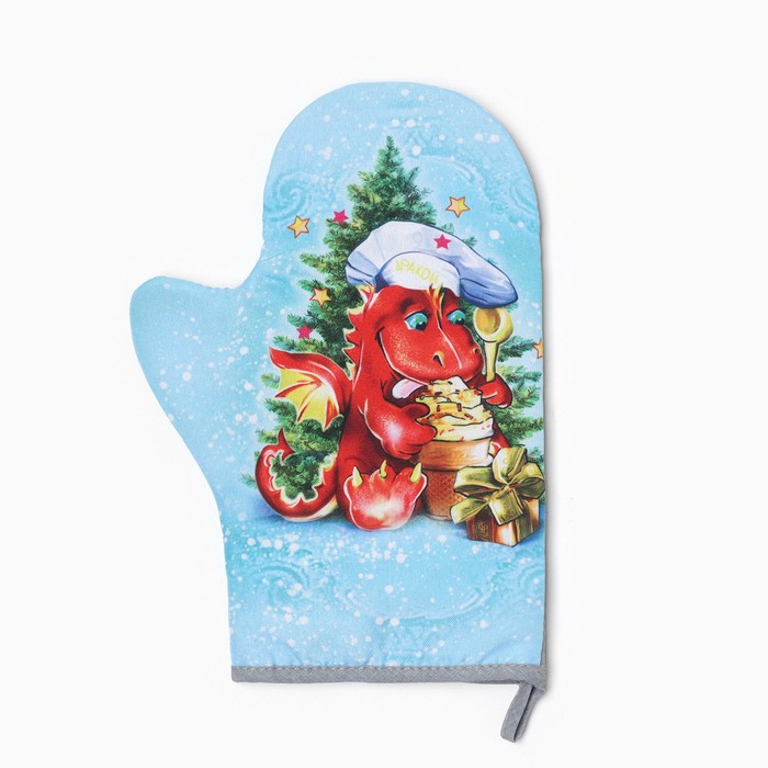 фото Варежка-прихватка "дракоша" 20х28 см, 35% хл, 65% пэ, ватин 250 г/м2 доляна