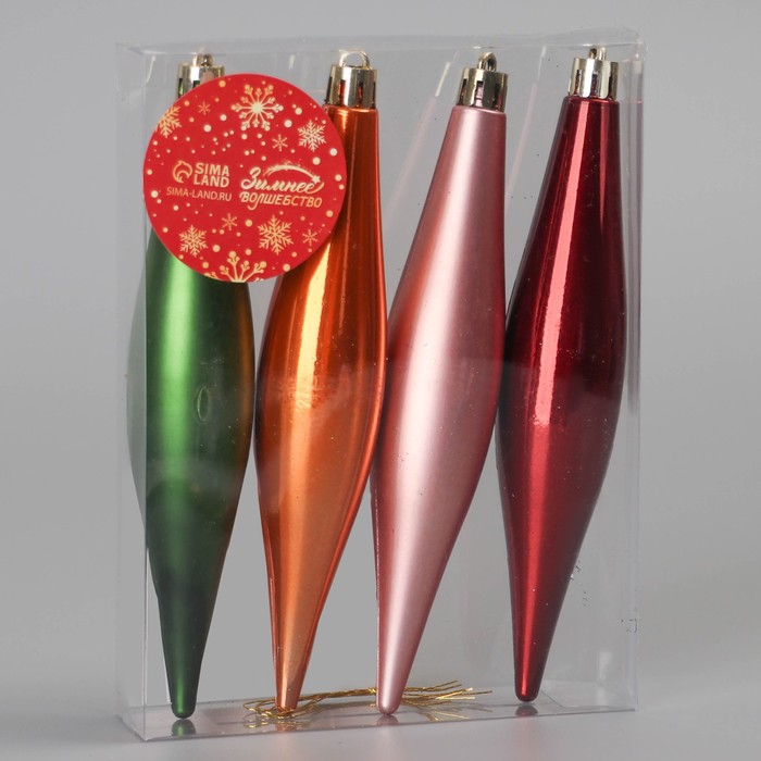 фото Украшение ёлочное "яркие сосульки" (набор 4 шт) микс зимнее волшебство