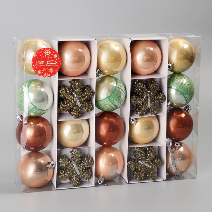 фото Набор украшений пластик 40 шт "снежная феерия" нежность, d-6 см, снежинка 6 см, микс зимнее волшебство