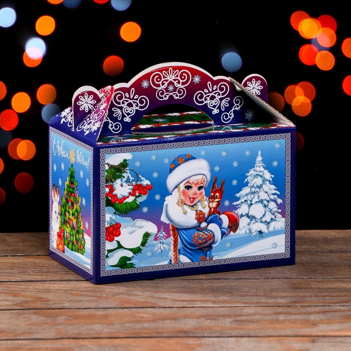 Подарочная коробка Дед Мороз и Снегурочка 20 x 12 x 19 см подарочная коробка новый год в городе 20 x 12 x 19 см