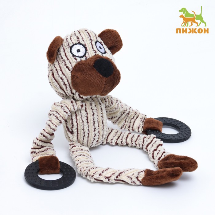 Игрушка текстильная с резиновыми кольцам Медведь, 26 х 10 см