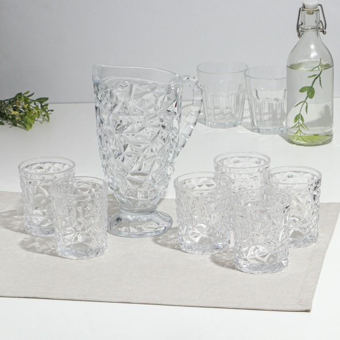 Набор питьевой, стеклянный, 7 предметов: кувшин 1.2 л, 6 стаканов 270 мл набор питьевой лимон стеклянный кувшин 6 стаканов 1500 230 мл