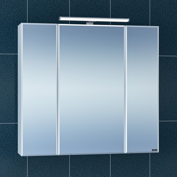 Зеркало-шкаф СаНта «Стандарт 80», с подсветкой, цвет белый зеркальный шкаф санта стандарт 70 с подсветкой белый