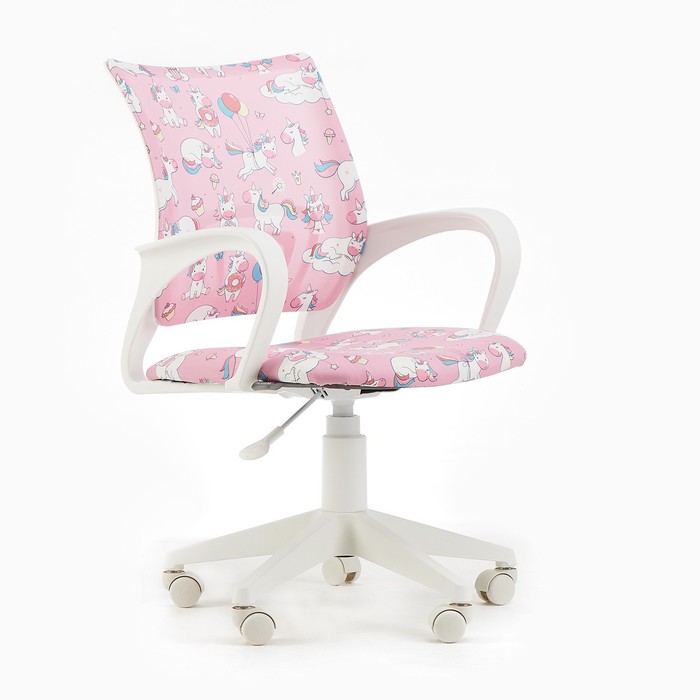 Кресло детское Бюрократ BUROKIDS 1 W-UNICORN розовый, белый пластик кресло детское бюрократ kd w4 синий наруто крестовина пластик пластик белый