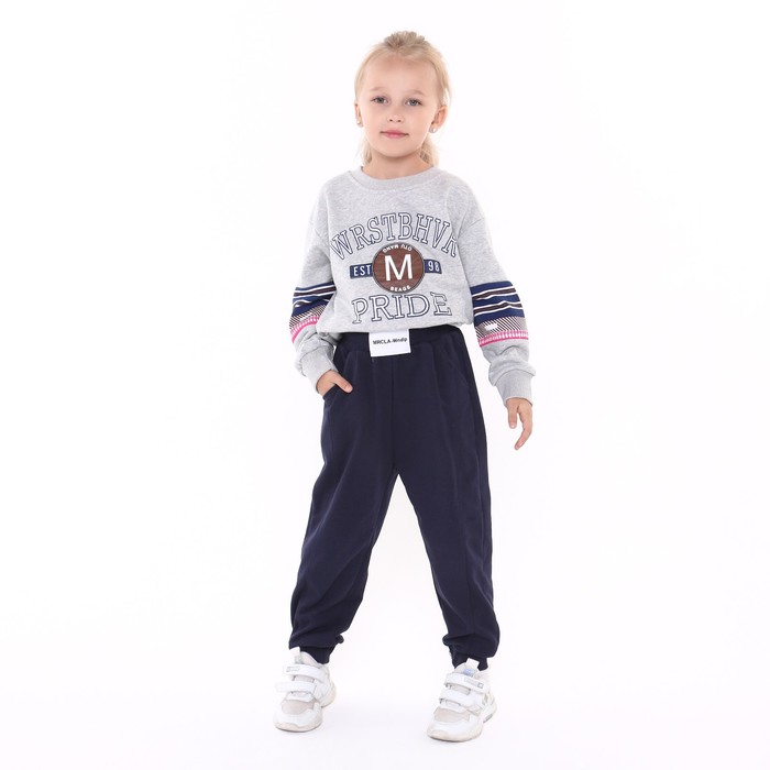 фото Брюки спортивные для девочек, цвет тёмно-синий, рост 86-92 см oscar hit