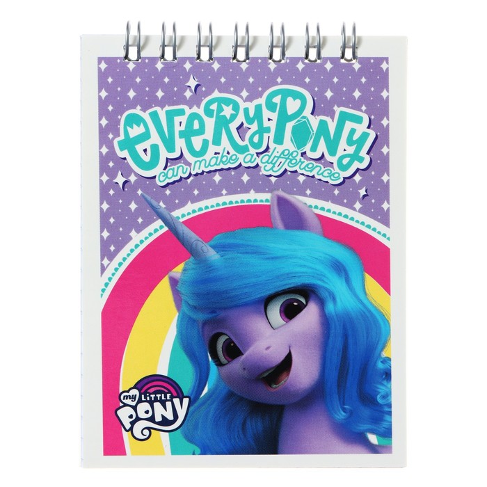 

Блокнот А7 40 листов в клетку на гребне "My little pony", обложка мелованный картон, УФ-лак, блок 60-65 г/м2, МИКС