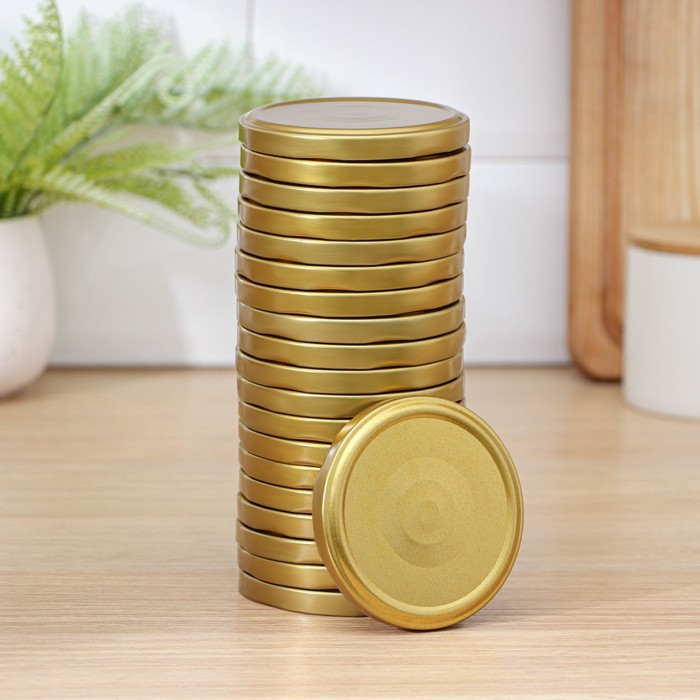 фото Крышка для консервирования komfi, то-82 мм, металл, лак, упаковка 20 шт, цвет золотой