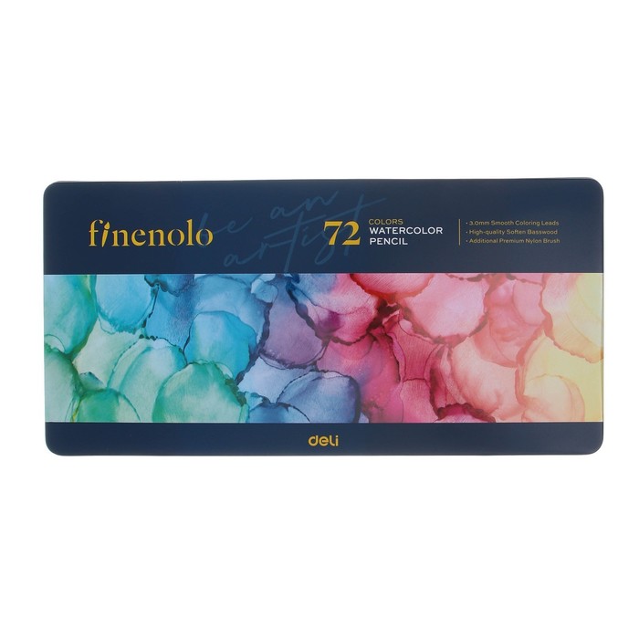 фото Карандаши акварельные набор 72 цвета, finenolo, в металлическом пенале