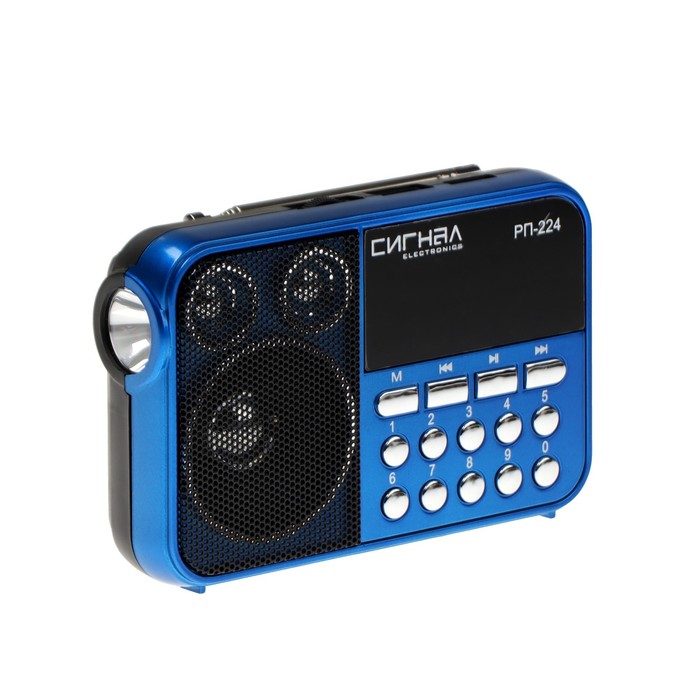 Радиоприёмник Сигнал РП-224, УКВ 64-108 МГц, 400 мАч, USB, SD, AUX, синий