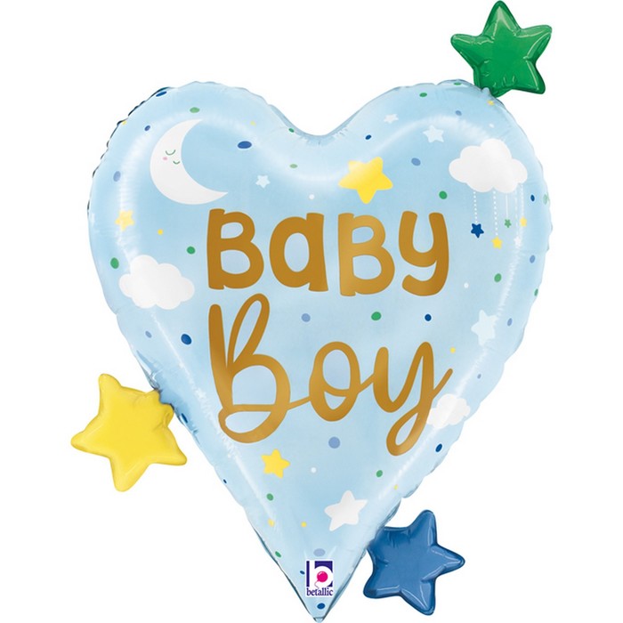 Шар фольгированный 25 «Малыш мальчик, звёздочки», сердце, цвет голубой шар фольгированный 25 малыш мальчик звёздочки сердце цвет голубой