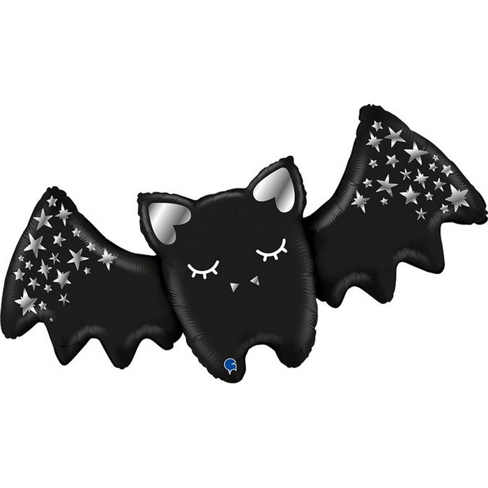Шар фольгированный 43 «Летучая мышь, серебряные звёздочки», фигура шар фольгированный 35 летучая мышь вампир