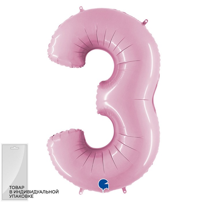 Шар фольгированный 40 «Цифра 3», цвет розовый, инд. упаковка шар фольгированный 40 цифра 2 цвет розовый