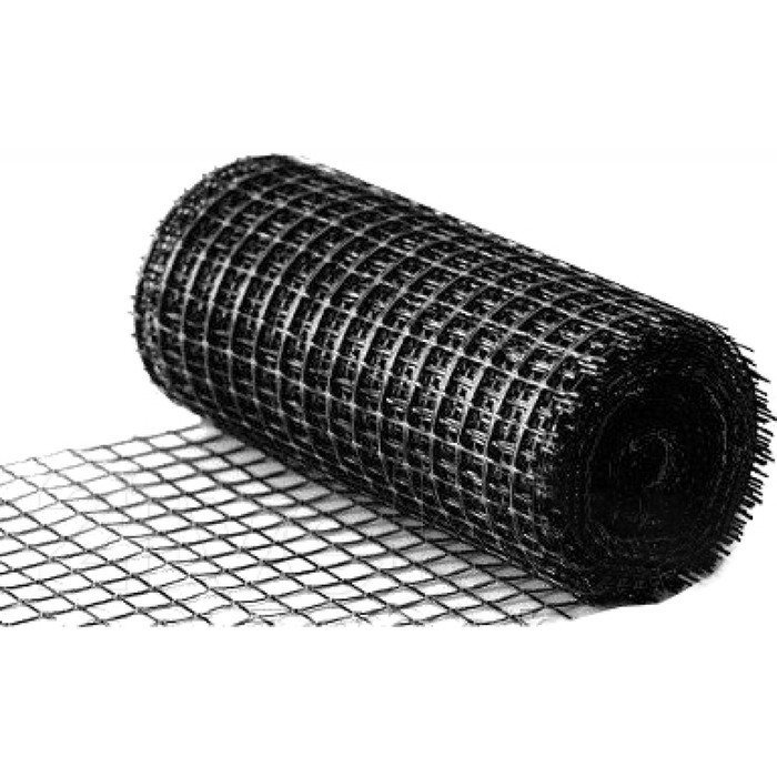 Геосетка, полипропилен, 50 × 4 м, ячейка 40 × 40 мм, нагрузка 30 кН/м, чёрная