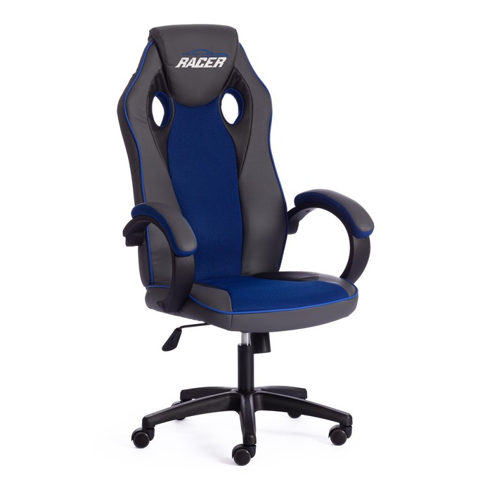 Кресло для геймеров RACER GT new экокожа/ткань, металлик/синий, 36/10 кресло для геймеров warp sg черный оранжевый