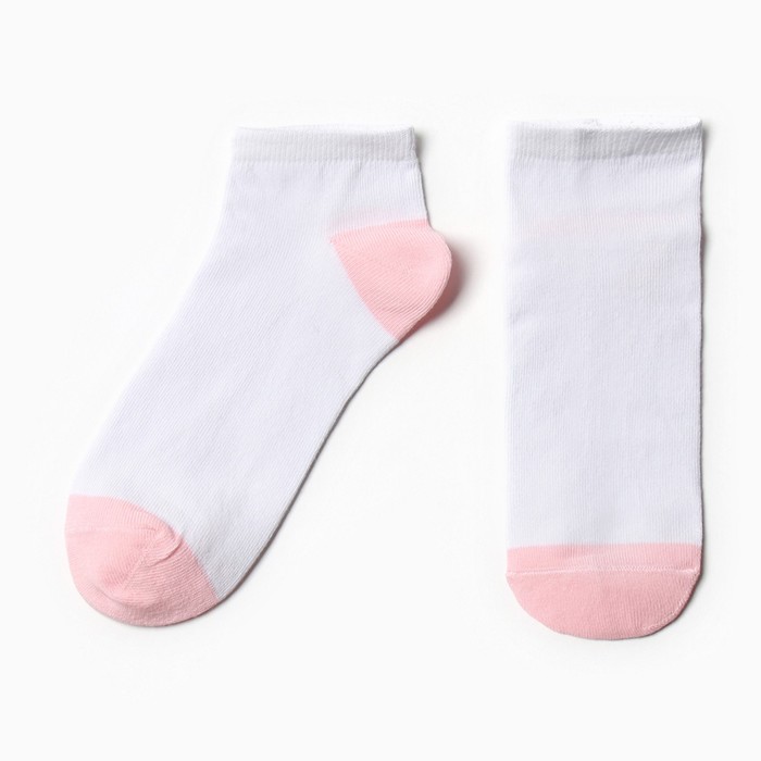 Носки женские укороченные, цвет белый/розовый, размер 25-27 (38-42)