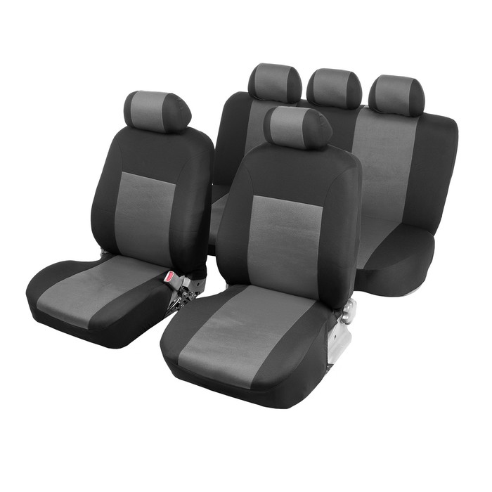 Чехлы на сиденья в автомобиль TORSO Premium, 11 предметов, серый цена и фото