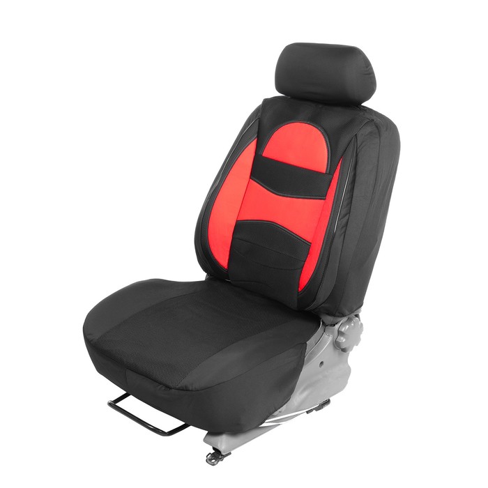 фото Чехлы на сиденья в автомобиль torso premium, 11 предметов, кожаные вставки, красные вставки