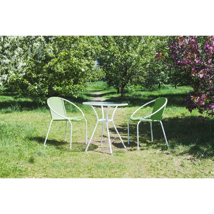 Набор: стол, размер 69 х 69 х 71 см, 2 стула, размер 65 х 56 х 78 см, до 80 кг, цвет зелёный