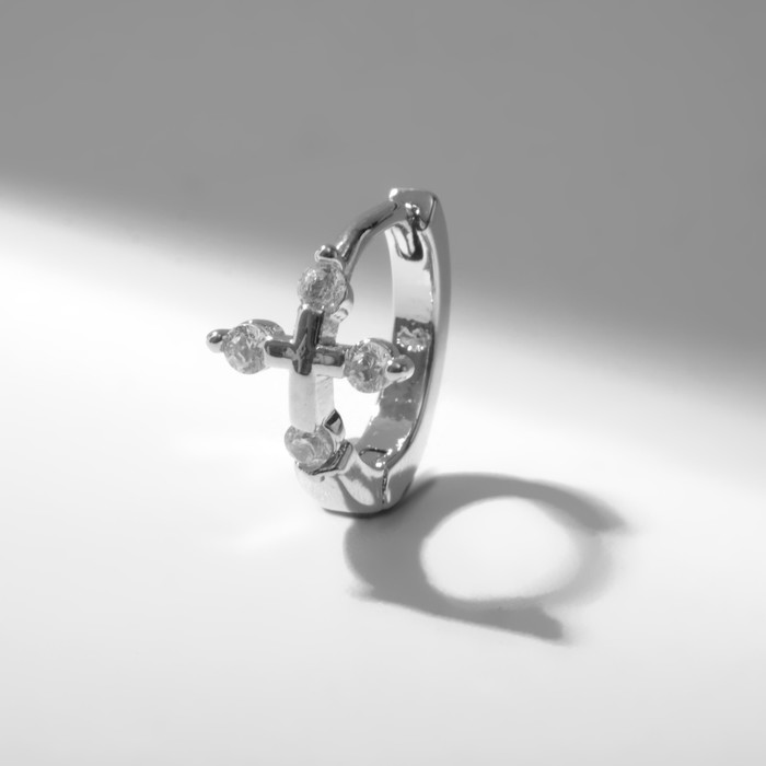 Пирсинг в ухо (хеликс) «Крестик», d=8 мм, цвет белый в серебре пирсинг в ухо хеликс лист цвет белый в серебре
