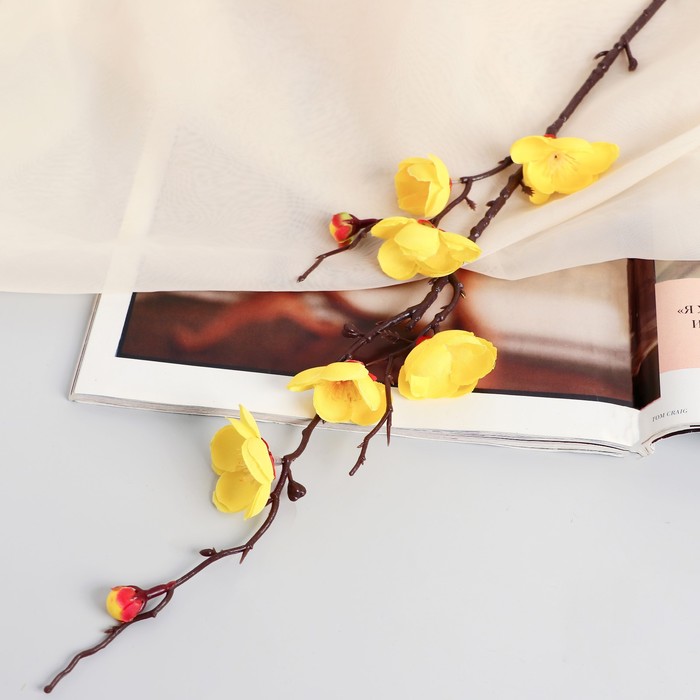 Цветы искусственные Ветка сакуры 50 см, жёлтый