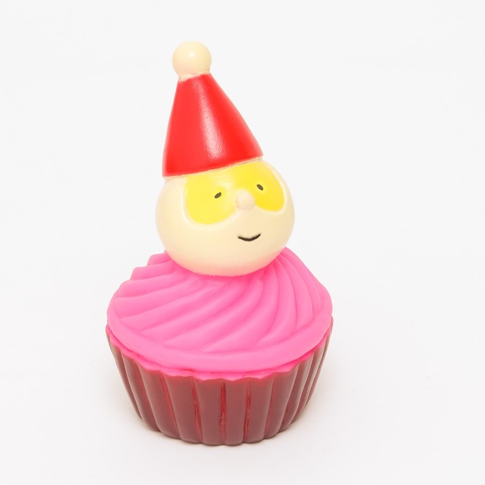 

Игрушка пищащая "Дед мороз в кексе" для собак, 10 см, розовая