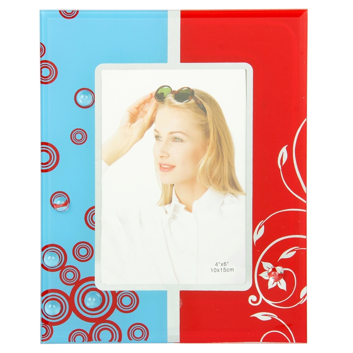 Фоторамка "Сине-красный фон" стразы 10х15 см