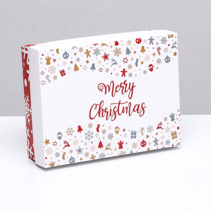Подарочная коробка сборная Снежинки, 16,5 х 12,5 х 5,2 см